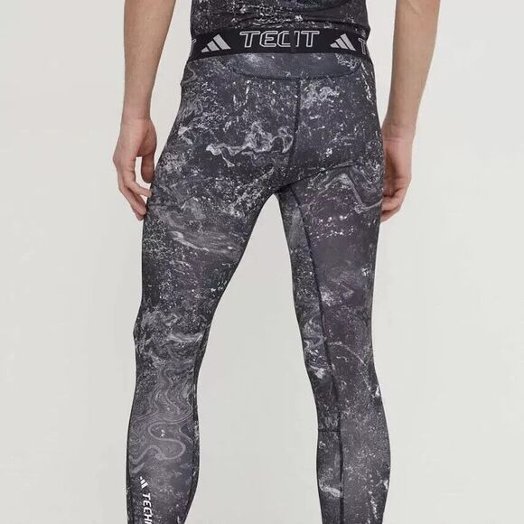 adidas Men's Long Performance Tights Tech-Fit Moisture Wicking Black Multi S - Picture 5 of 10